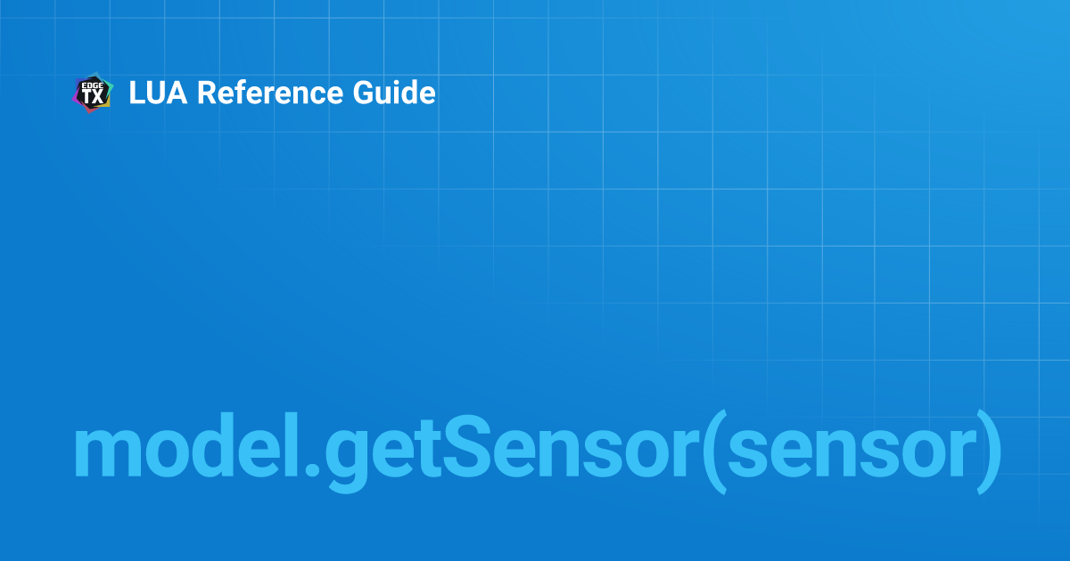 Model getsensor sensor lua reference guide